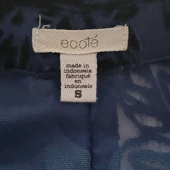 Women's Ecote Anora Floral Short Rollup Sleeve Burnout Velvet Button Down Top S - Picture 10 of 11